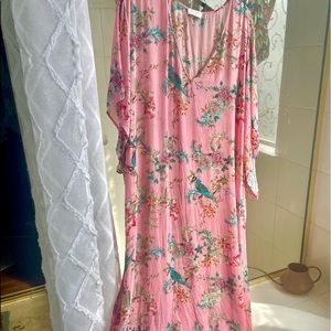 Johnny Was 100% SILK 2X PINK caftan